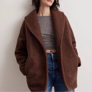 NWT Madewell Shawl Collared Pebbled Faux Sherling Coat